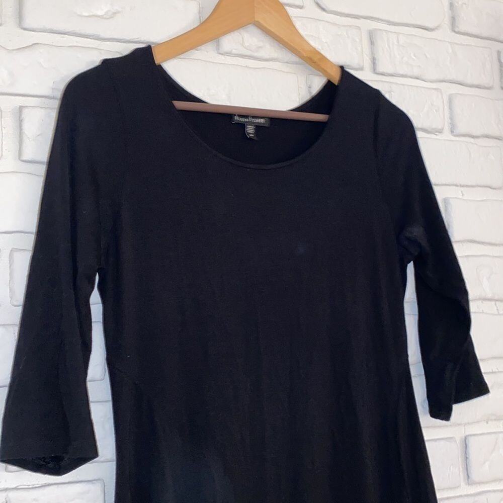 Eileen Fisher black 1/2 sleeve dress size medium. - Picture 2 of 11